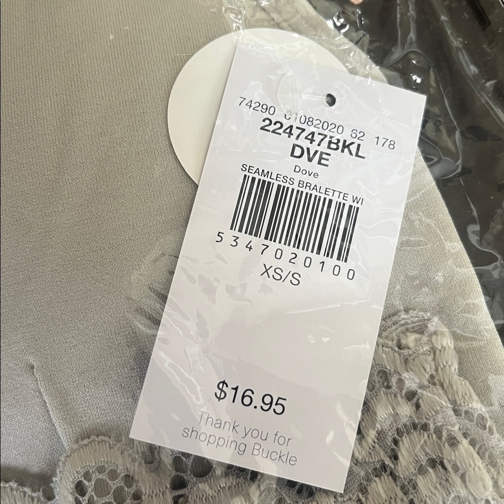 Buckle Lace Razorback Fuller Coverage Gray Bralette - Picture 3 of 4